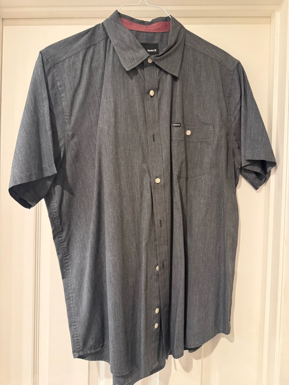 Hurley Short-Sleeve Chambray Button-Up Shirt - Gray
